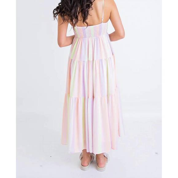 Karlie Colorblock Linen Strapless Maxi Dress